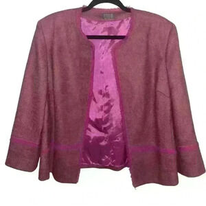 Sigrid Olsen Pink Tweed Jacket 100% Wool Lined Size L